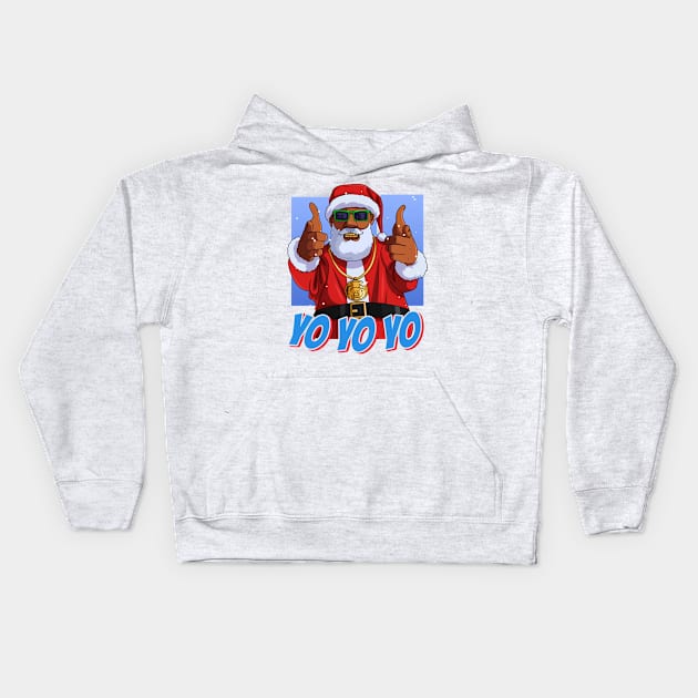 Black Santa Claus Hip Hop Christmas Kids Hoodie by Noseking